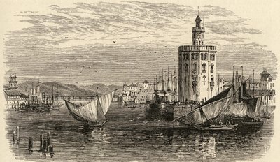 The Golden Tower, Sevilla, Spanien, från "Spanish Pictures" av pastor Samuel Manning, publicerad 1870 av English School